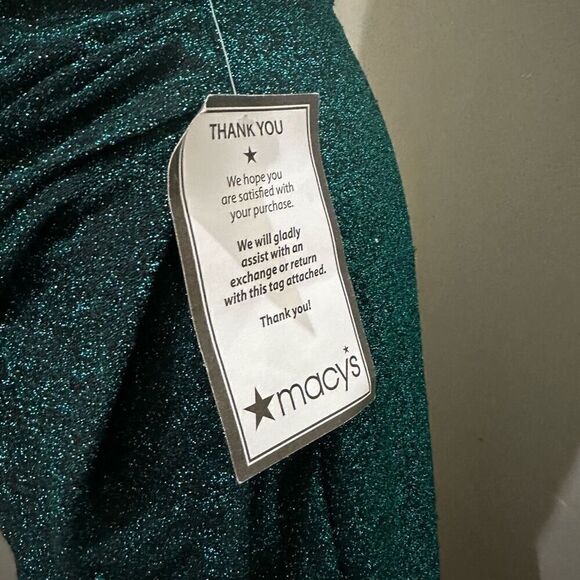 Trixxi Juniors Womens Metallic Gathered Mini Dress Hunter Green Above Knee Sz L - Picture 10 of 16